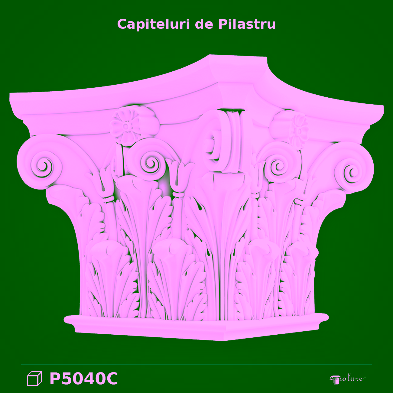 Capitel Pilastru Corintic din Poliuretan 72x72x56 cm