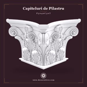 Capitel Pilastru Poliuretan 46x91x56 cm Motive Acant