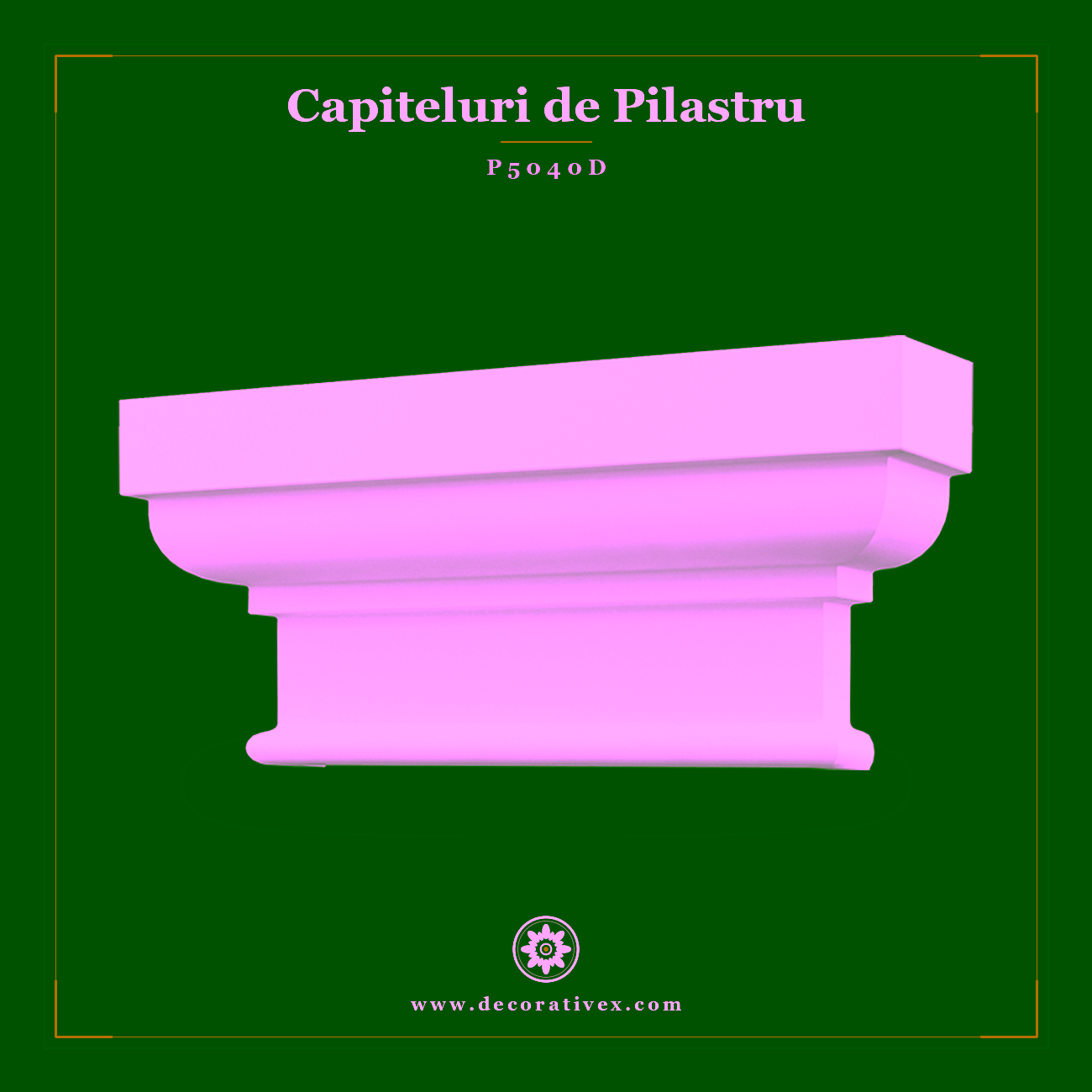 Capitel Pilastru Poliuretan 13x56x26 cm Decor Clasic