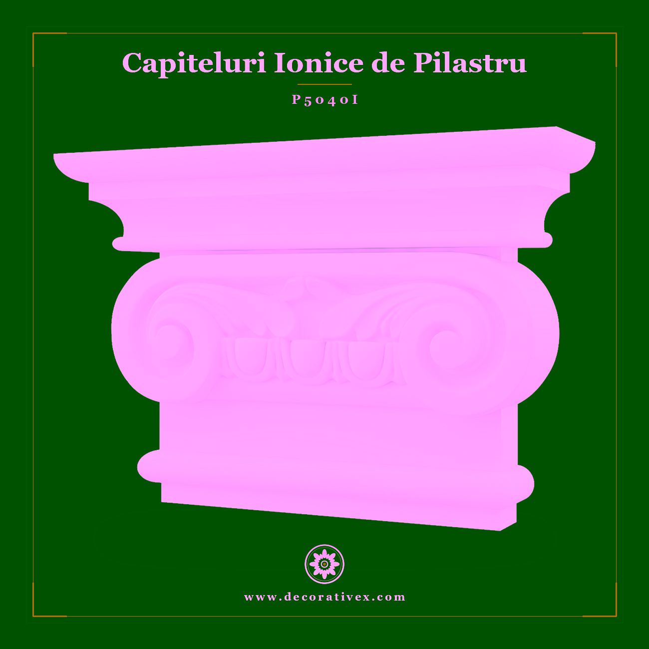Capitel Pilastru Ionic din Poliuretan 15x60x41 cm