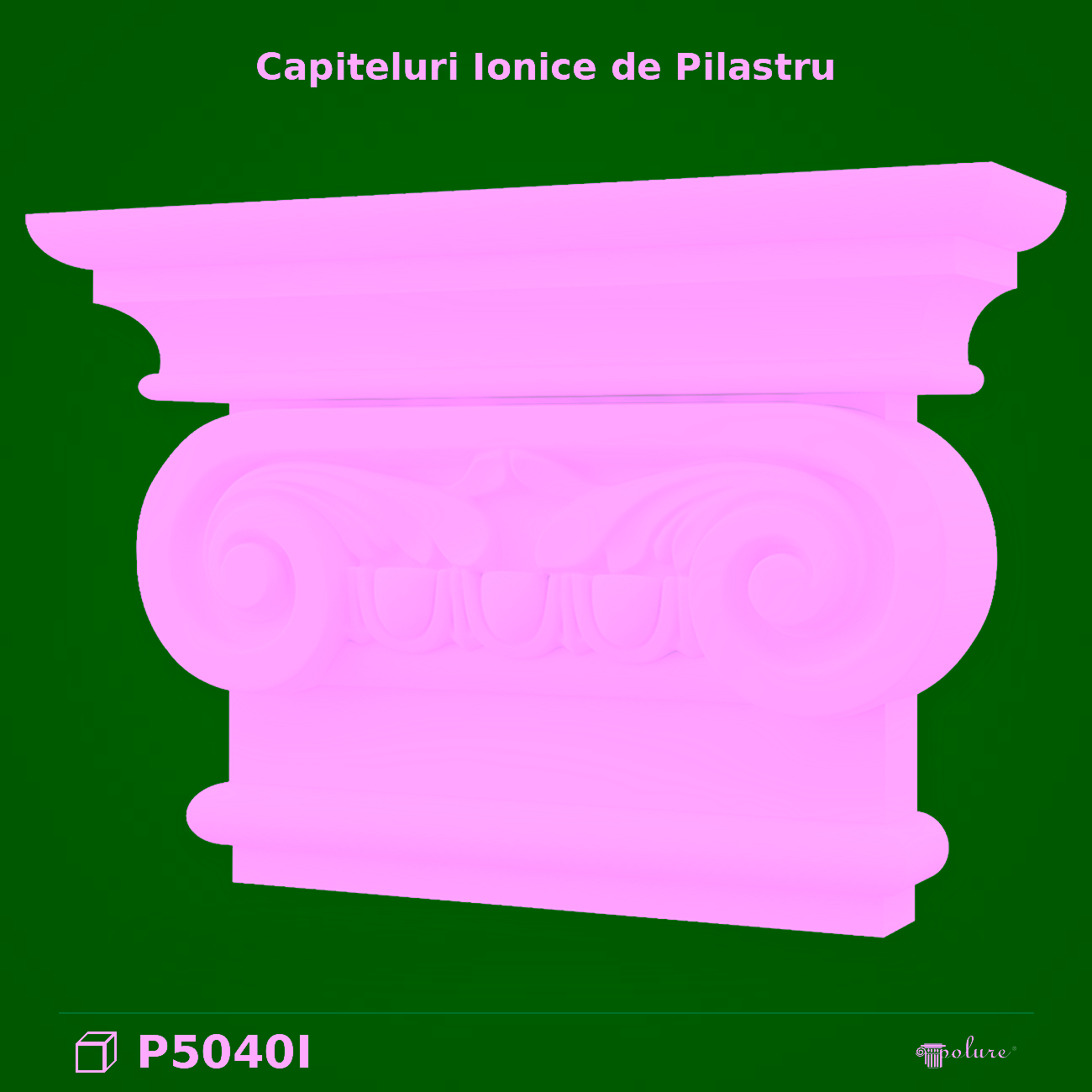 Capitel Pilastru Ionic din Poliuretan 15x60x41 cm