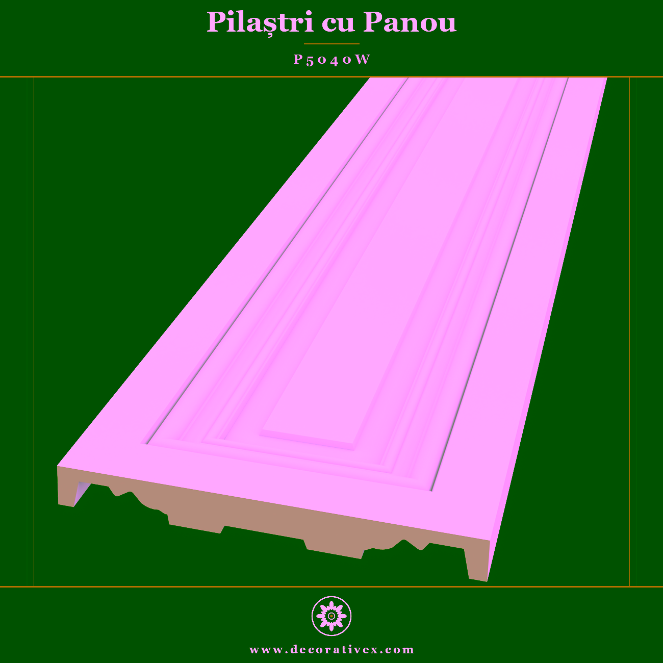 Pilastru din Poliuretan cu Motiv Panou 4x40x240 cm