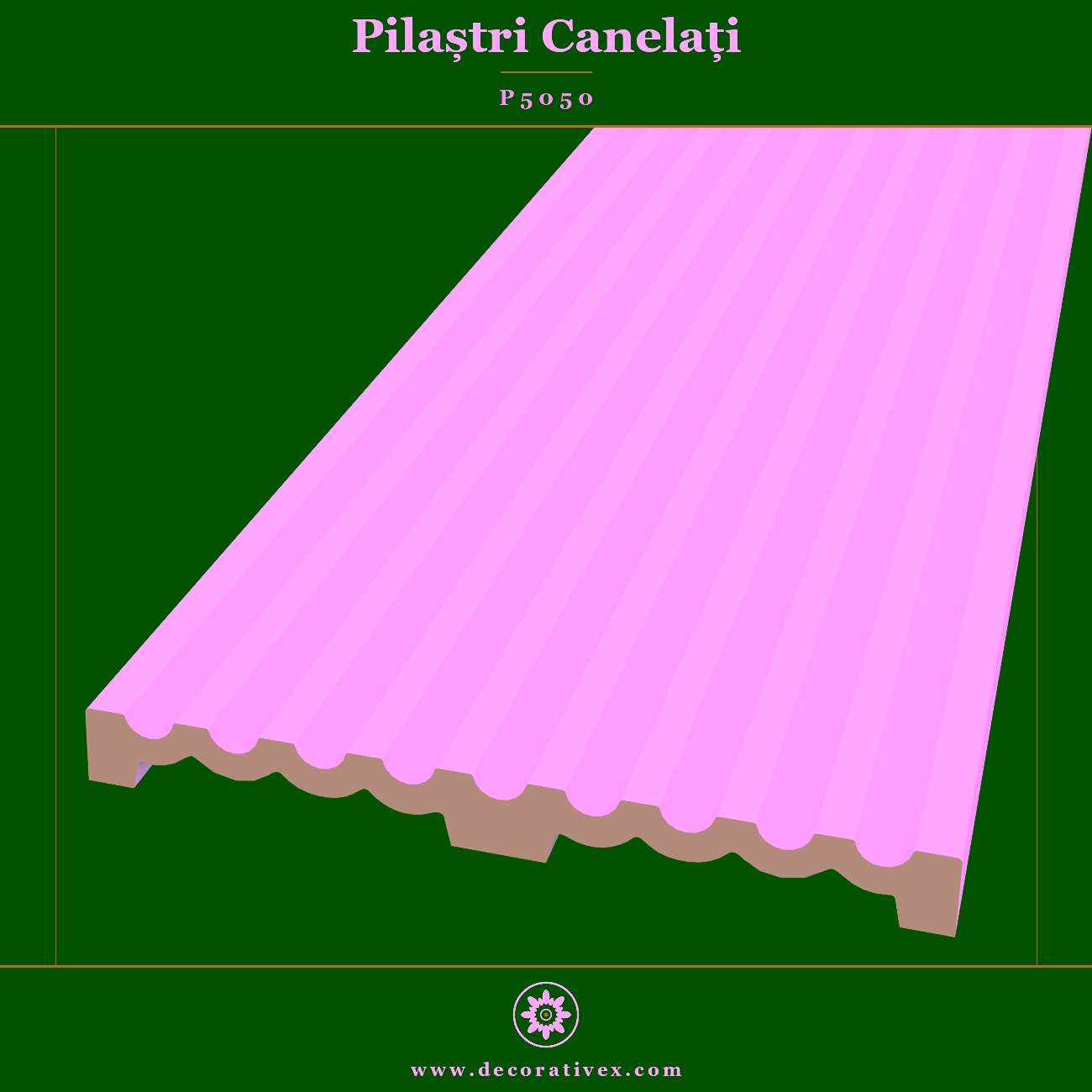 Pilastru Estriat din Poliuretan 5x50x240 cm Decorativ