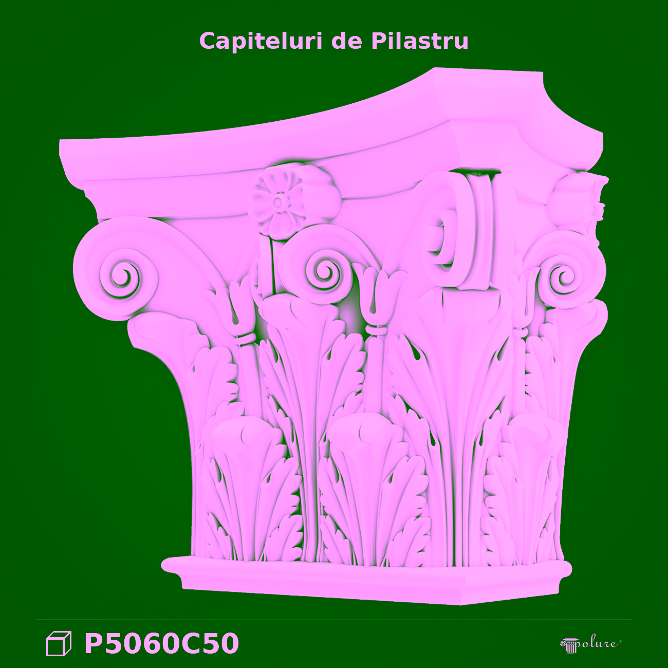 Capitel Pilastru Poliuretan 54×108 cm Cu Frunze De Acant