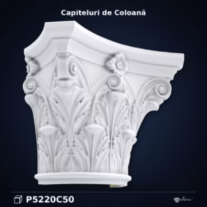 Capitel Coloana din Poliuretan 18x36x28 cm cu Motive Acant