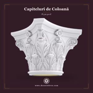 Capitel de Coloana din Poliuretan 54x54x42 cm cu Frunze de Acant