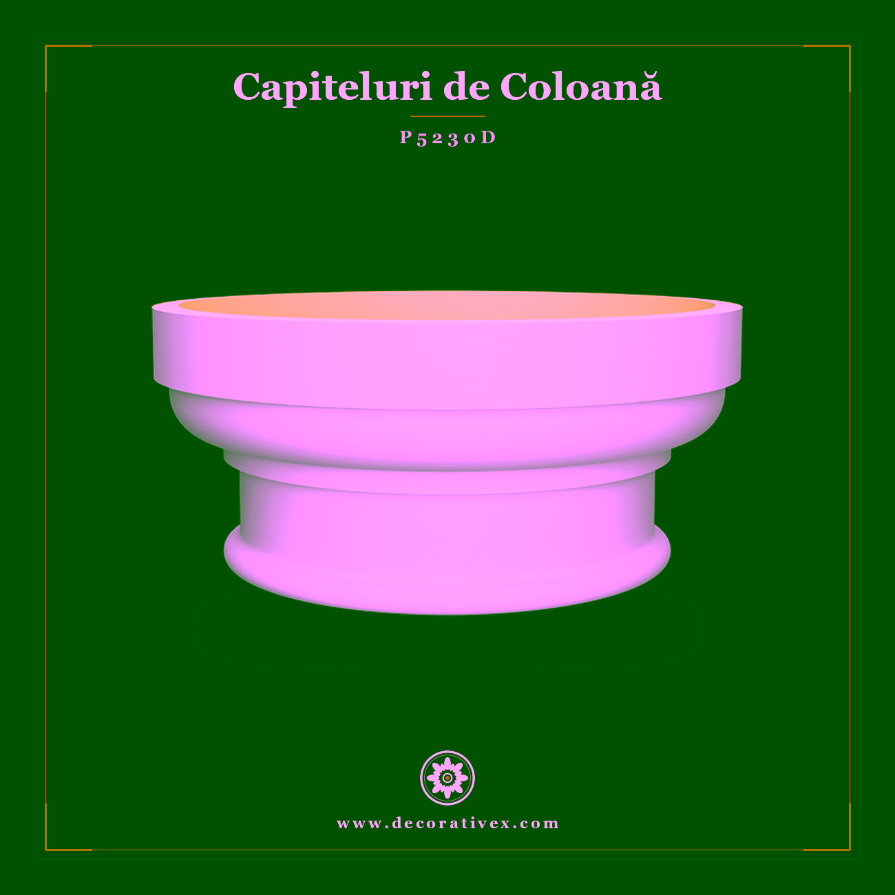Capitel Coloană Poliuretan 43x43x19 cm cu Frunze Acant