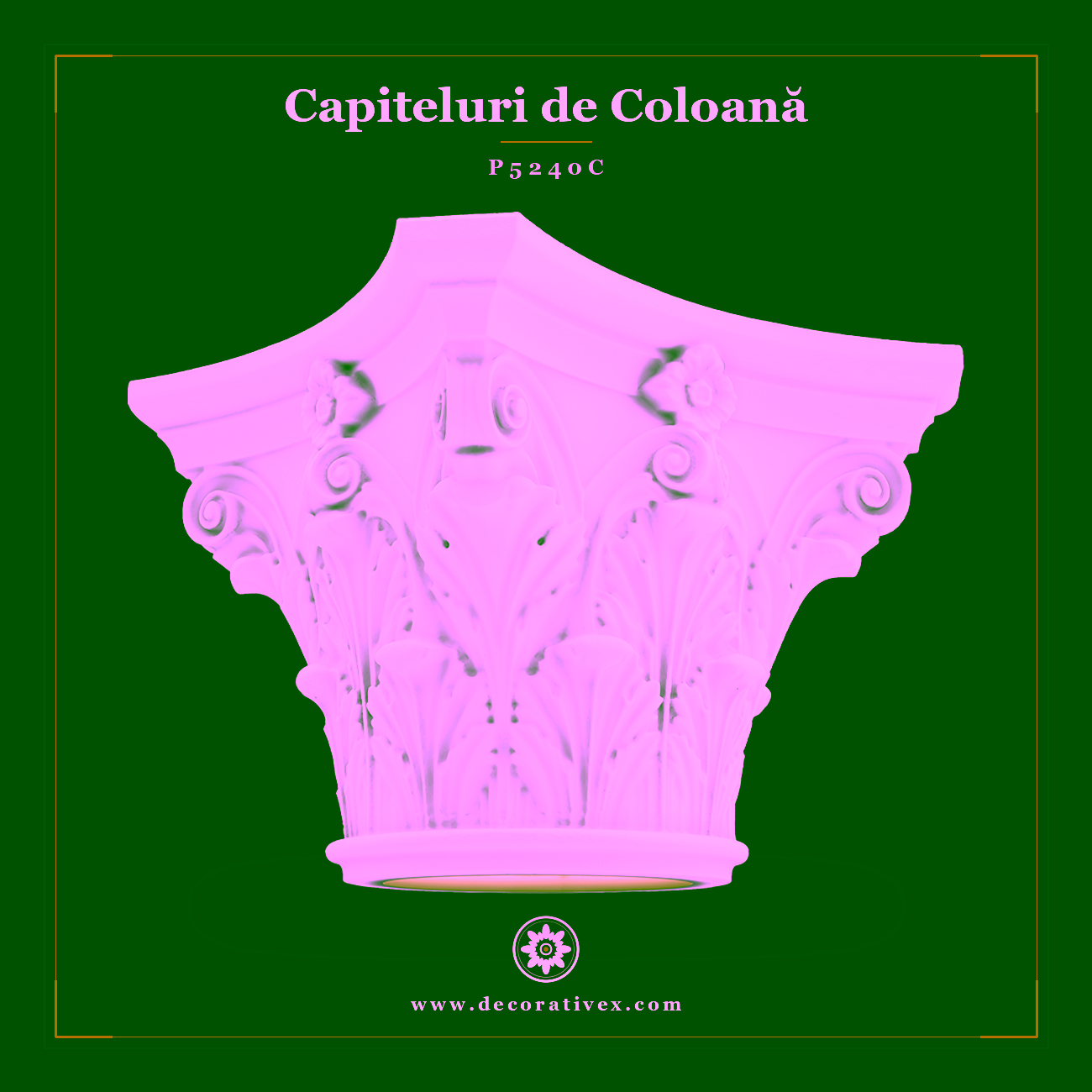 Capitoliu Coloană Poliuretan 72×72 cm cu Frunze de Acant
