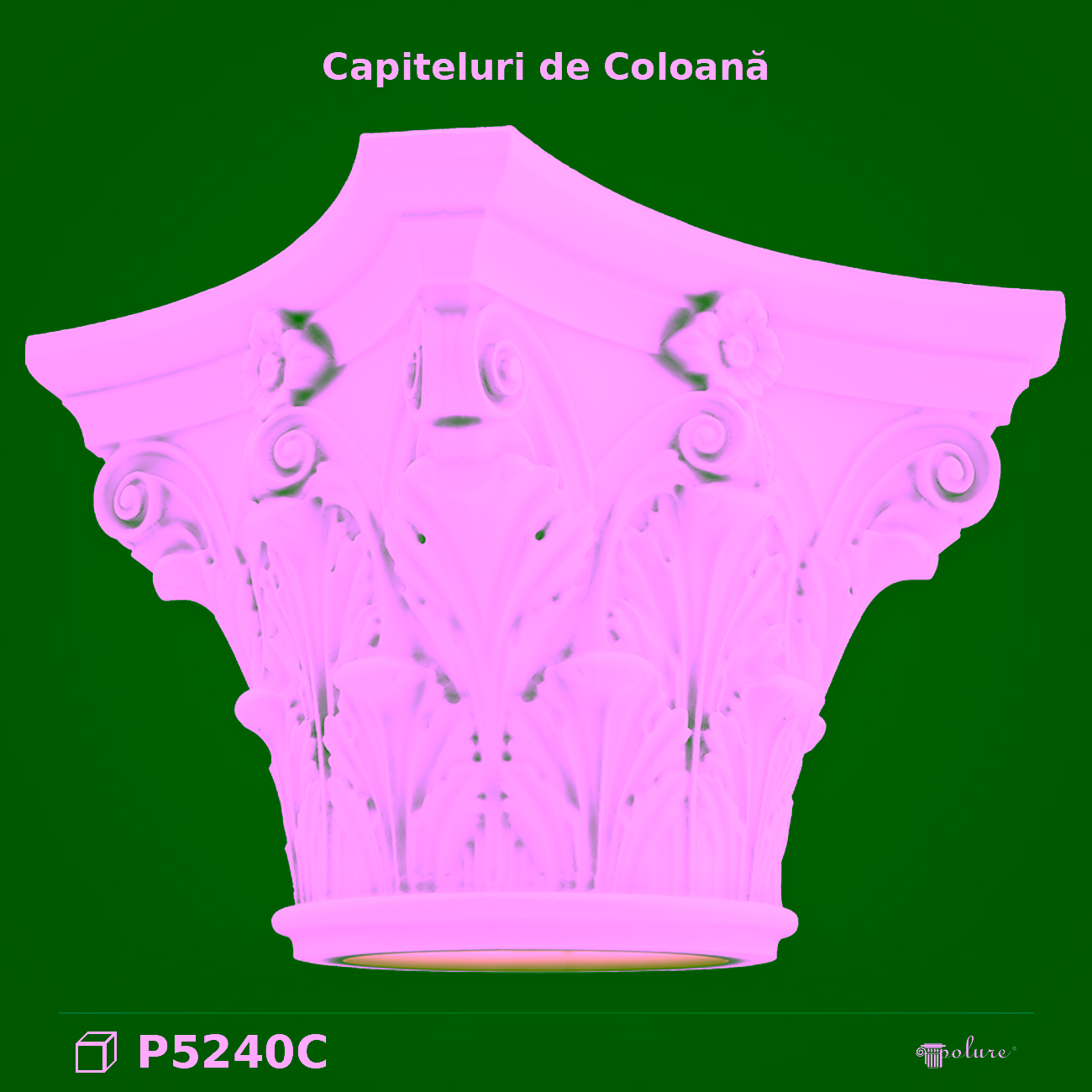Capitoliu Coloană Poliuretan 72×72 cm cu Frunze de Acant