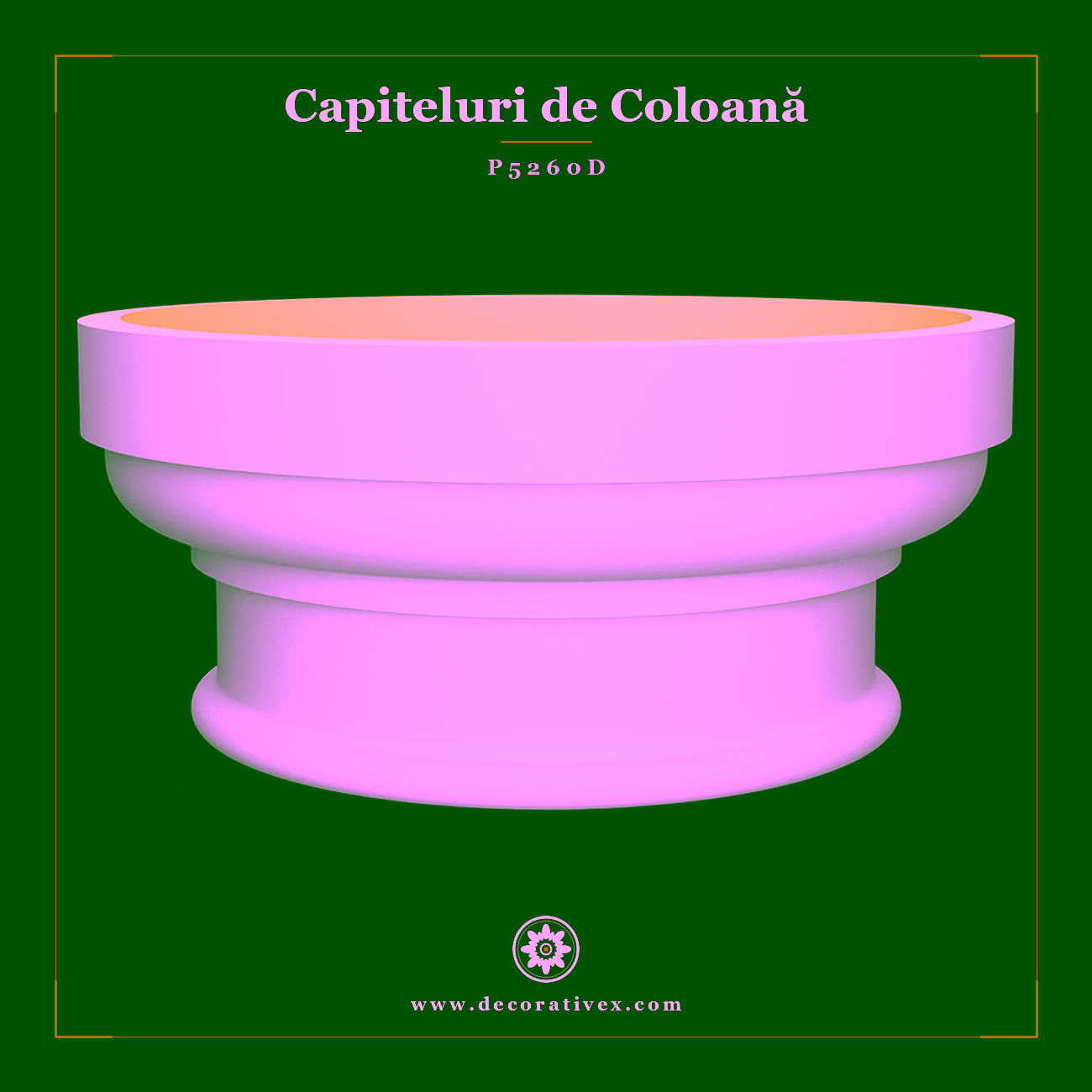 Capitel Decorativ de Coloană din Poliuretan cu Volute 84×84 cm