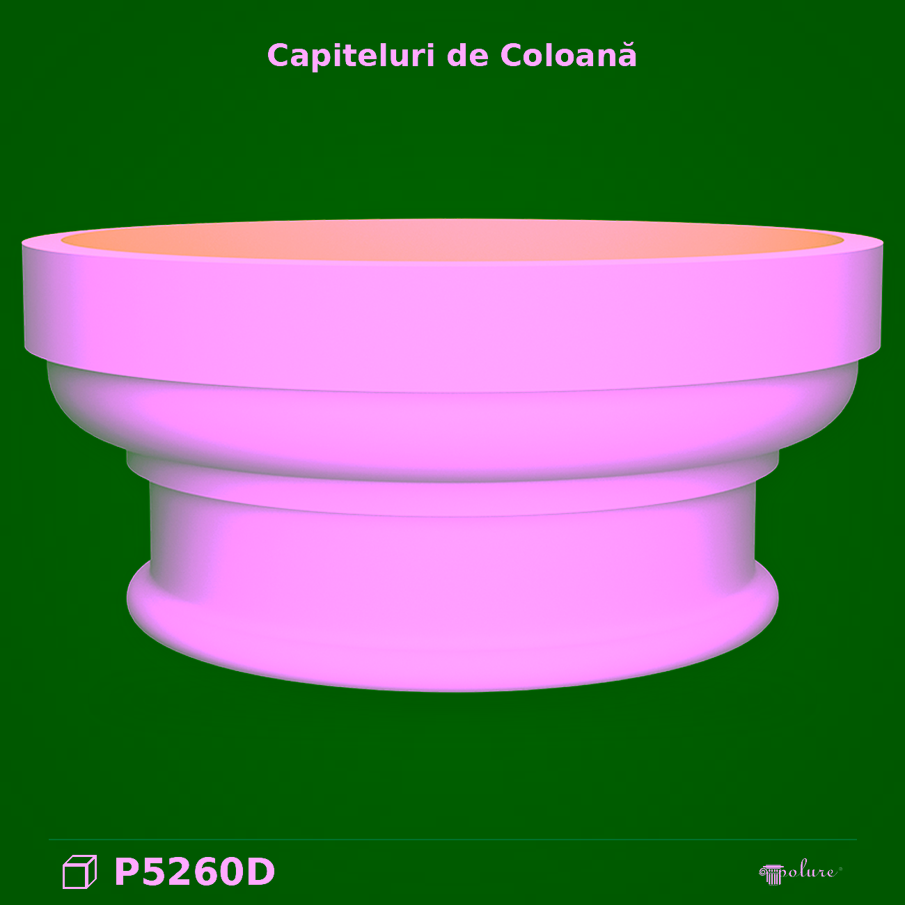 Capitel Decorativ de Coloană din Poliuretan cu Volute 84×84 cm