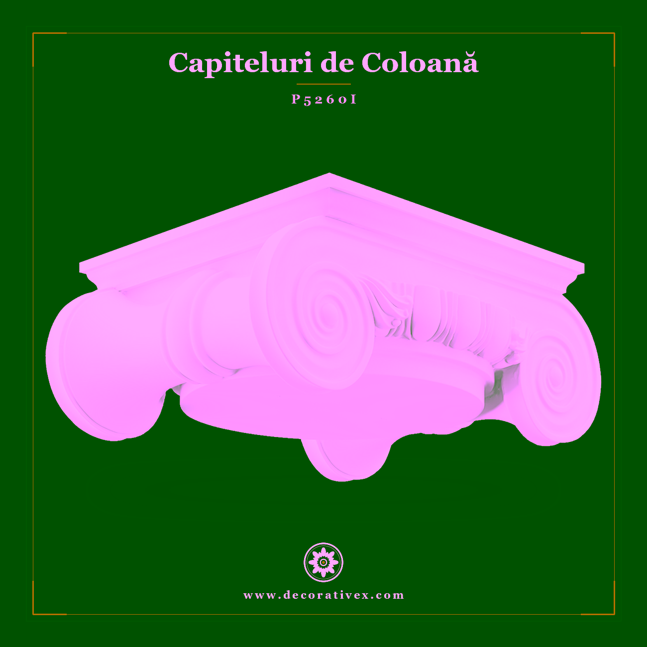 Capitel Ionic din Poliuretan pentru Coloane 70×93 cm