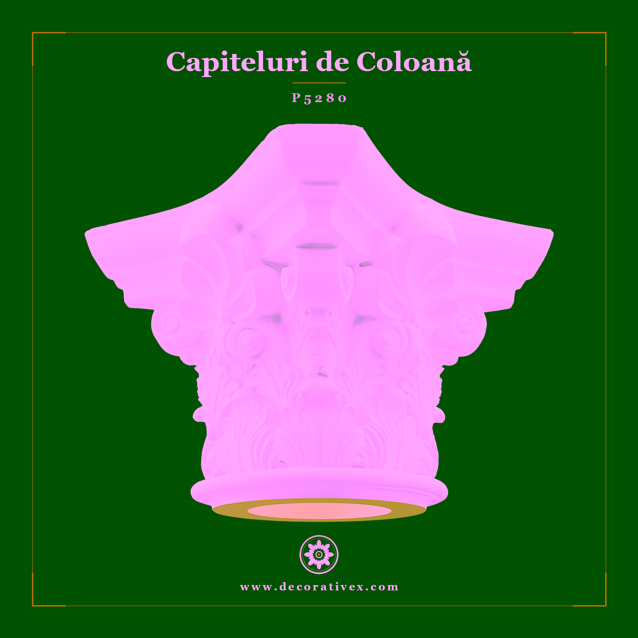 Capitel Coloană Corintic din Poliuretan 128×128 cm