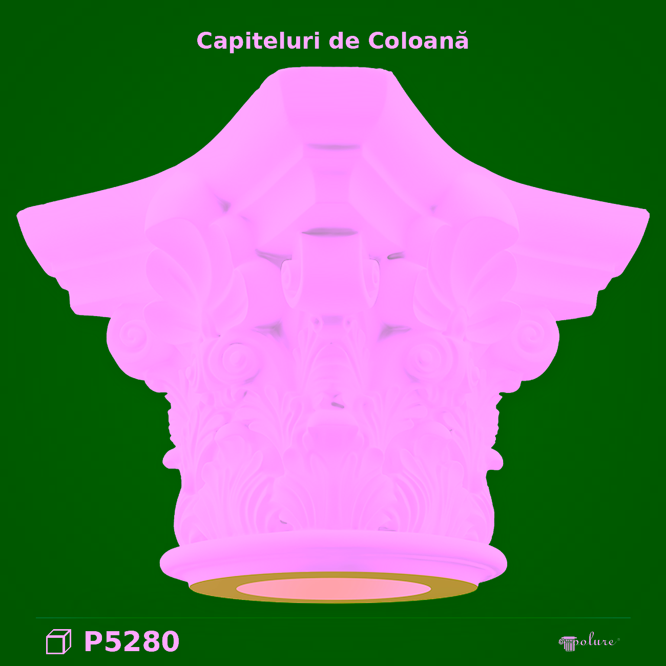 Capitel Coloană Corintic din Poliuretan 128×128 cm