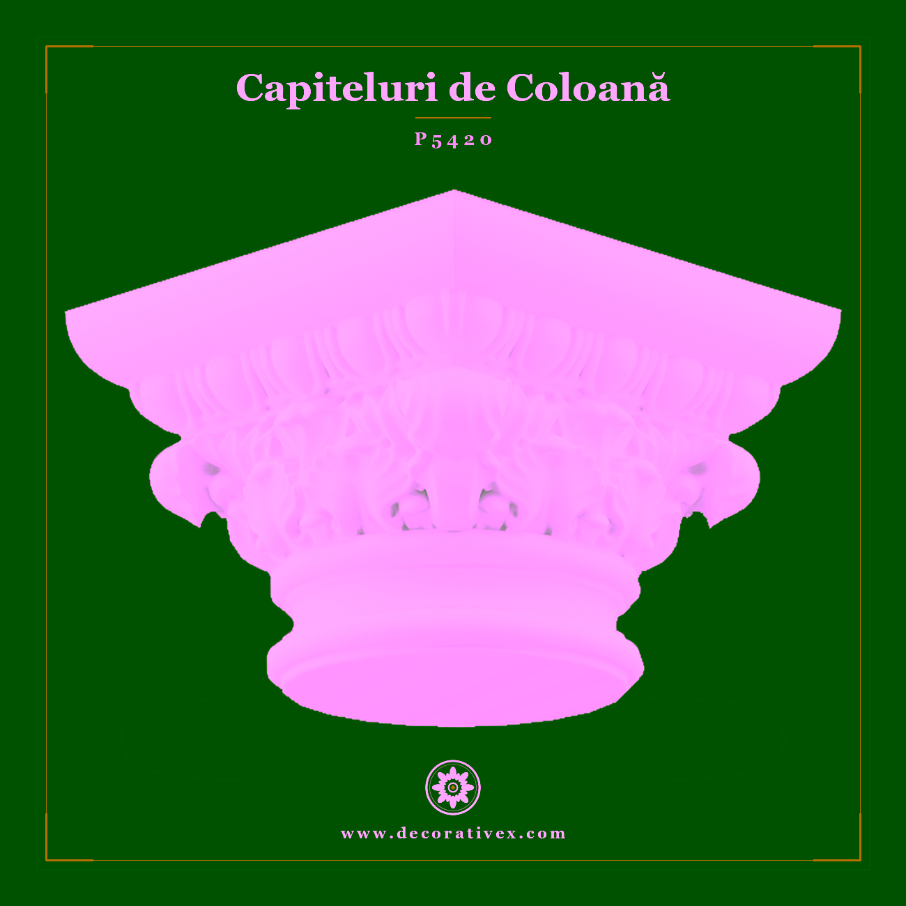 Capitel Coloană Poliuretan 36×36 cm Model Acant