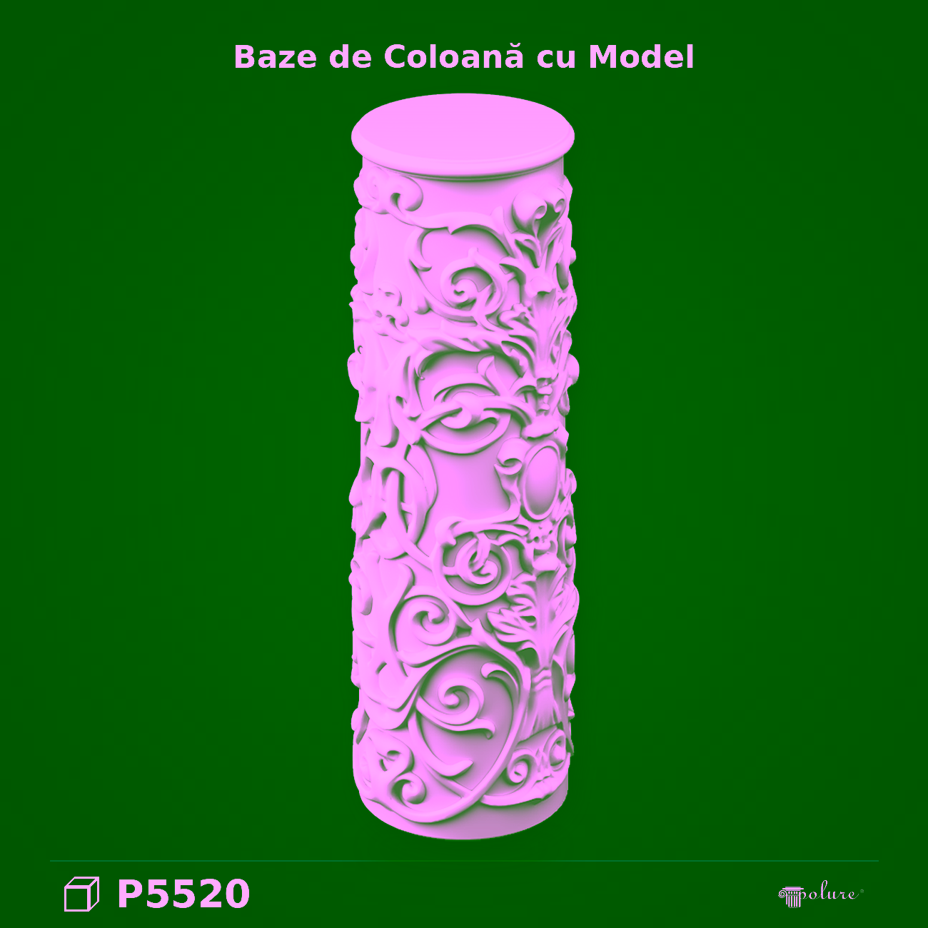Bază de Coloană din Poliuretan Sculptată 26x24x69 cm