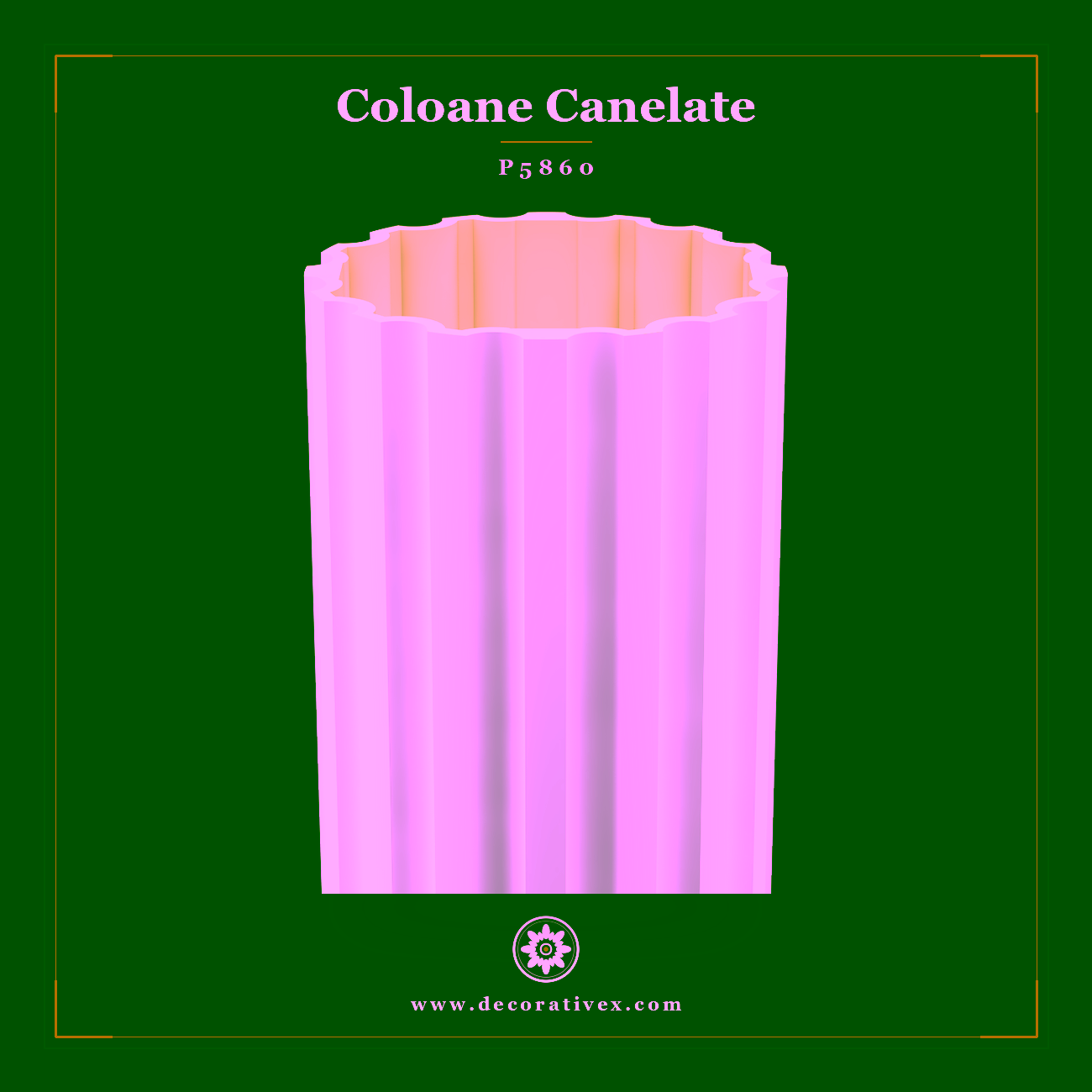 Coloană Canelată din Poliuretan 60x60x240 cm Decorativă