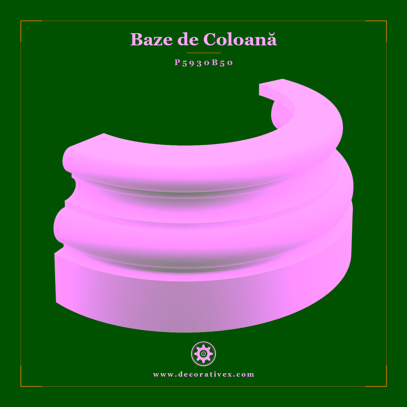 Bază Coloană Semicirculară din Poliuretan 38×17 cm