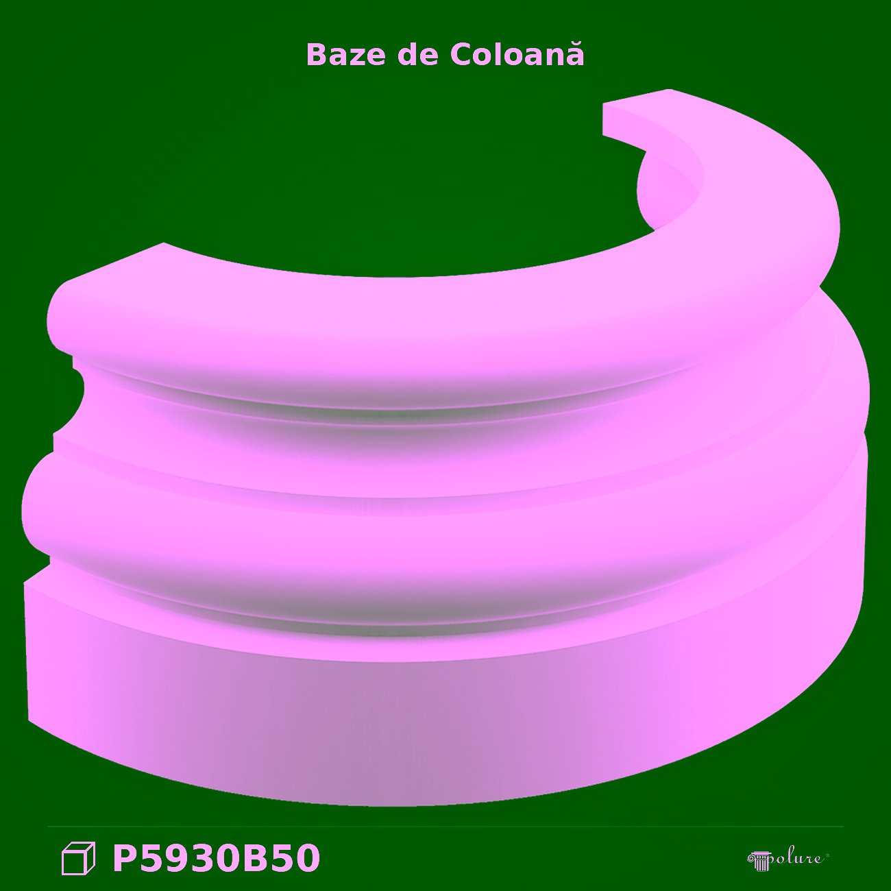 Bază Coloană Semicirculară din Poliuretan 38×17 cm