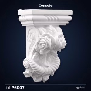 Consolă Decorativă din Poliuretan 7x14x21 cm Cu Relief Floral P6007
