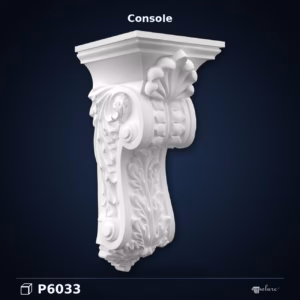 Consolă Decorativă din Poliuretan cu Acant și Volute 29x30x65 cm