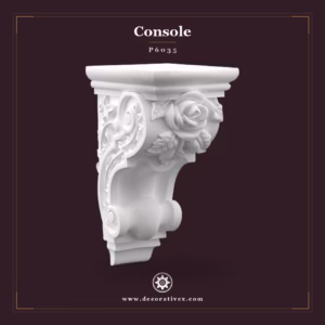 Consolă Decorativă din Poliuretan 15x12x24 cm cu Motive Florale