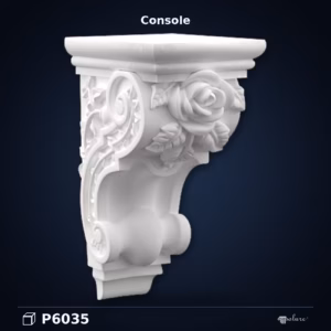 Consolă Decorativă din Poliuretan 15x12x24 cm cu Motive Florale