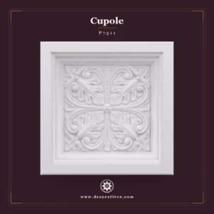 Cupolă Decorativă Pătrată din Poliuretan 60x60 cm cu Relief Clasic