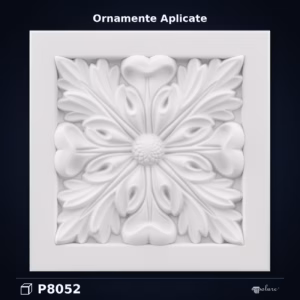 Element Decorativ Pătrat Floral din Poliuretan 16x16 cm