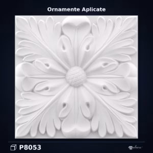 Element Decorativ Pătrat din Poliuretan cu Relief Floral 20x20 cm