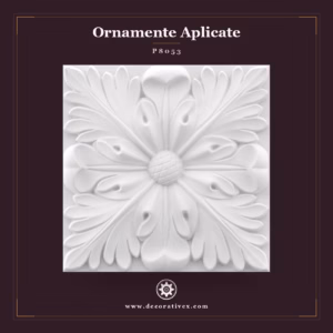 Element Decorativ Pătrat din Poliuretan cu Relief Floral 20x20 cm