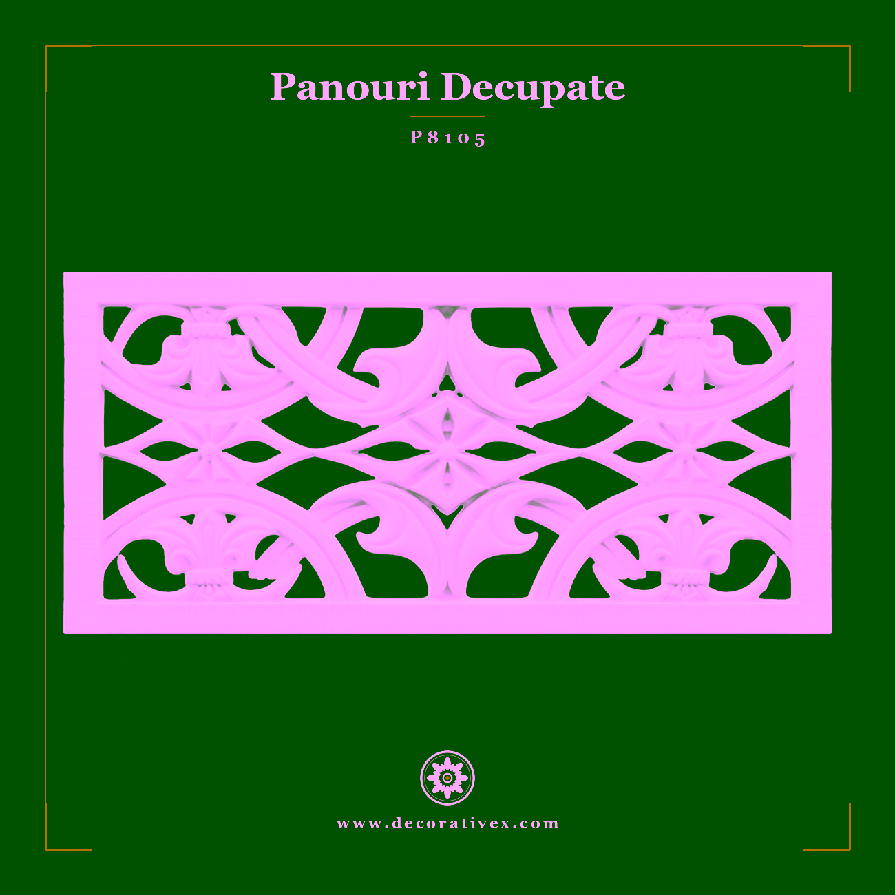 Panou Decorativ Traforat Poliuretan 38×80 cm Motif Sculptat
