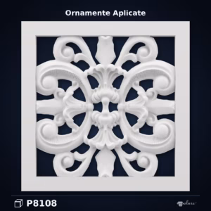 Ornament Patrat din Poliuretan 36x36 cm cu Relief Simetric