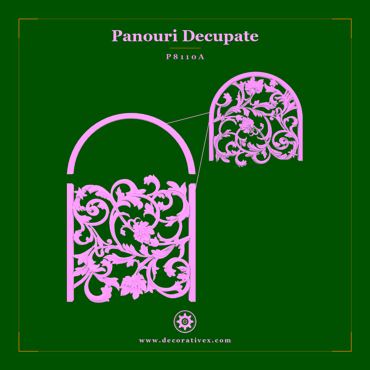 Panou Decorativ Traforat din Poliuretan cu Arcadă 142×99 cm