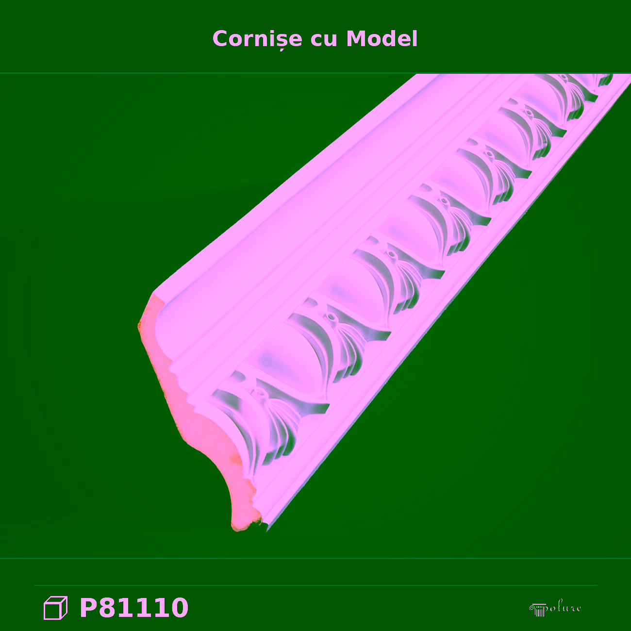 Cornișă Poliuretan cu Model Sculptat 11×11 cm P81110