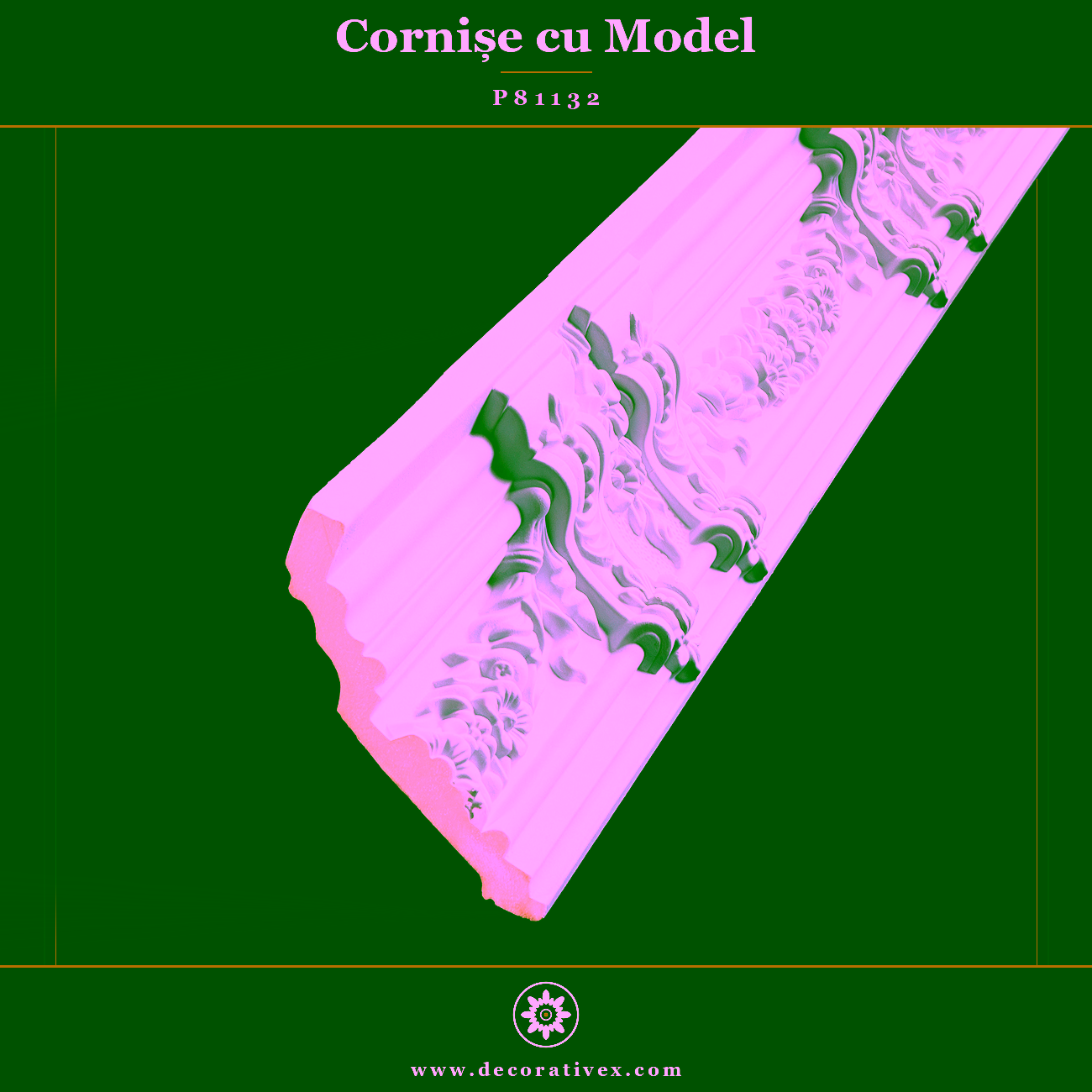 Cornișă Decorativă Poliuretan 11×13 cm Model cu Relief