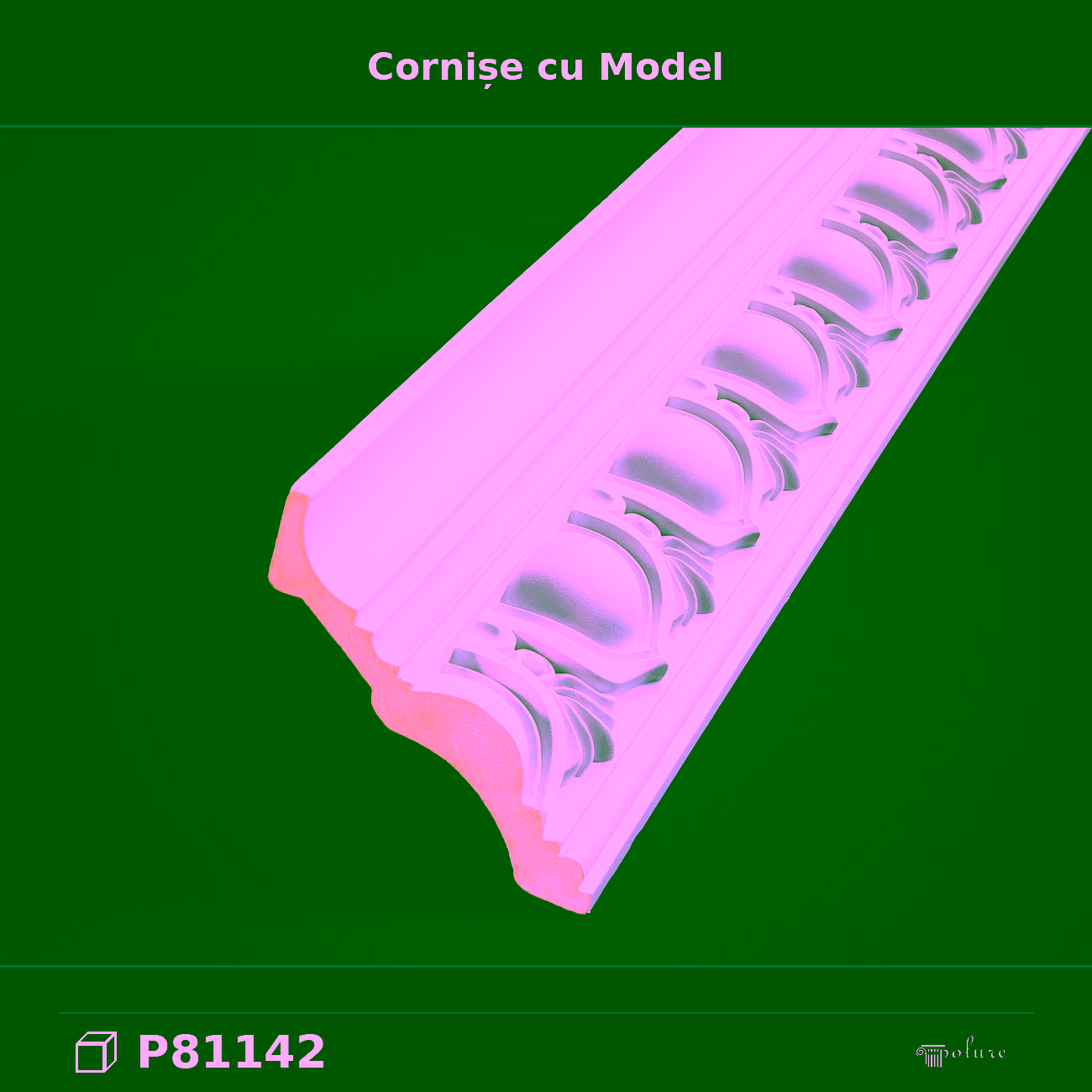 Cornișă Decorativă Poliuretan cu Model Relief 12×15 cm