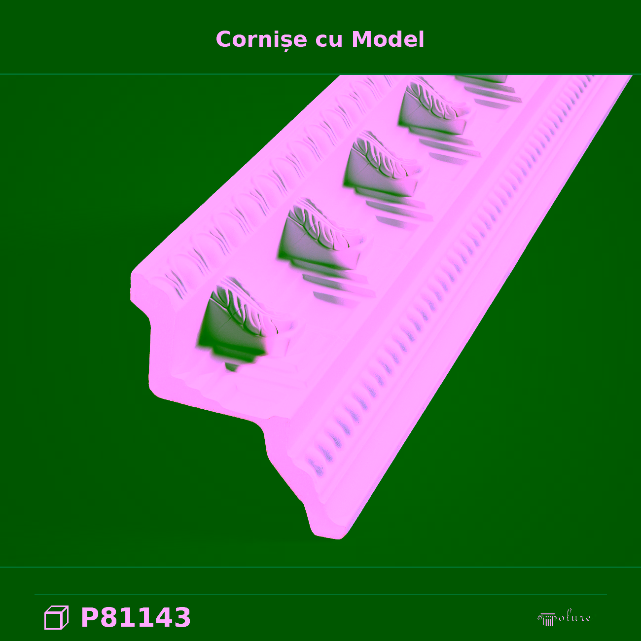 Cornișă Decorativă din Poliuretan cu Model 13×14 cm