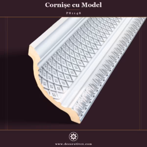 Cornișă Decorativă din Poliuretan 17x16 cm cu Model Relief