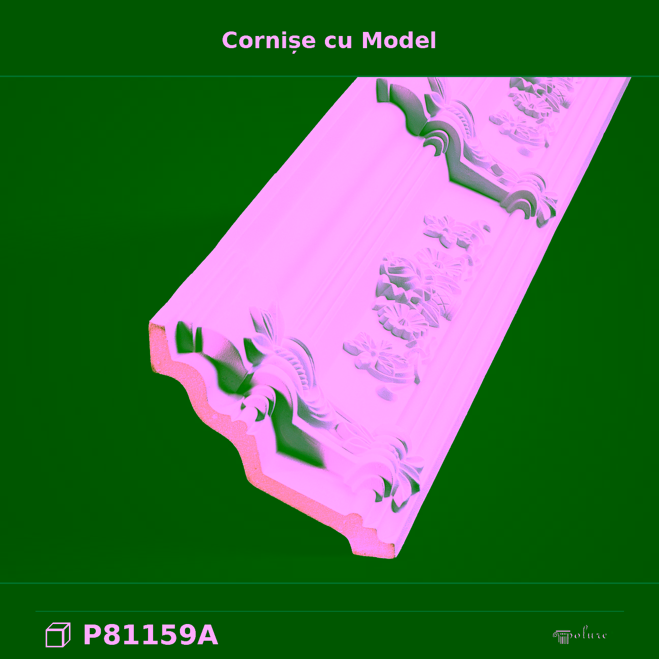Cornișă Decorativă Poliuretan cu Relief Floral 12×13 cm