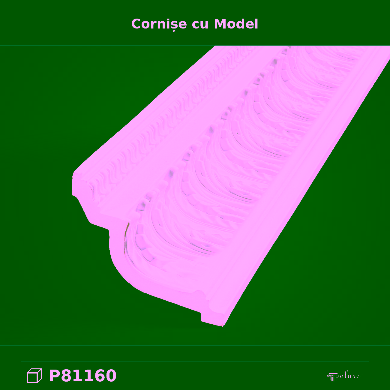 Cornișă Decorativă din Poliuretan cu Model 12×18 cm
