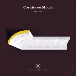 Cornișă Decorativă din Poliuretan cu Model Sculptat 38x25 cm