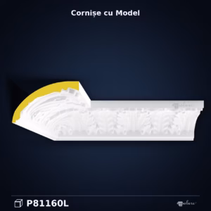 Cornișă Decorativă din Poliuretan cu Model Sculptat 38x25 cm