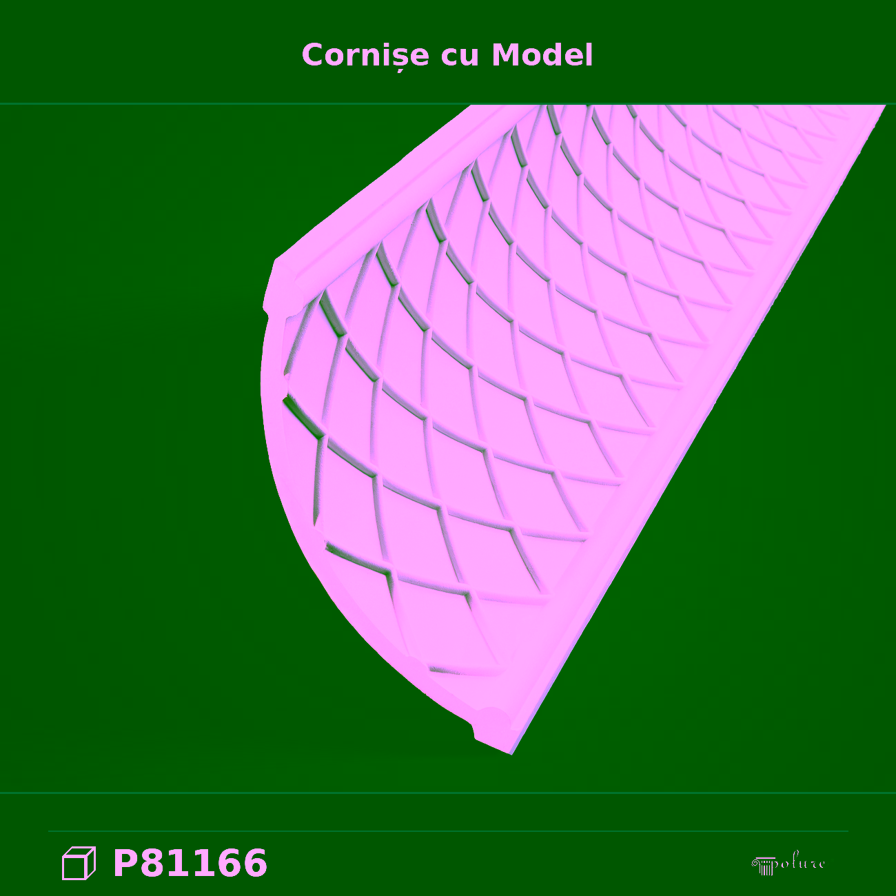 Cornișă Decorativă din Poliuretan Model Romburi 20×20 cm