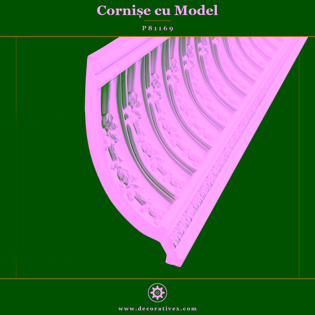 Cornișă Decorativă din Poliuretan cu Relief Clasic 20×30 cm