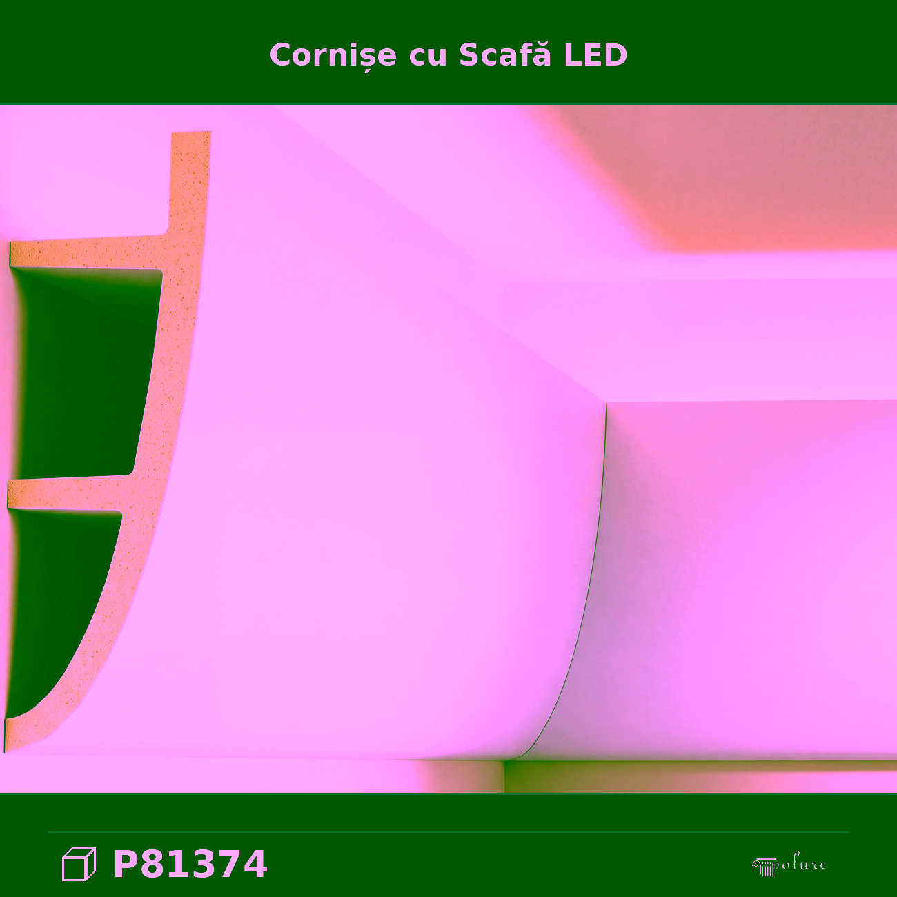 Profil Iluminat Indirect Poliuretan 5×18 cm pentru Bandă LED