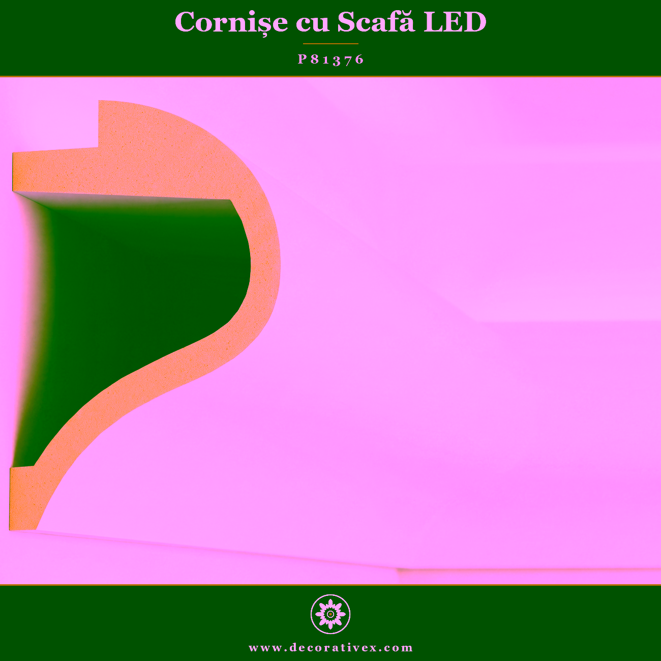 Scafă LED Lumină Indirectă Poliuretan 9×14 cm
