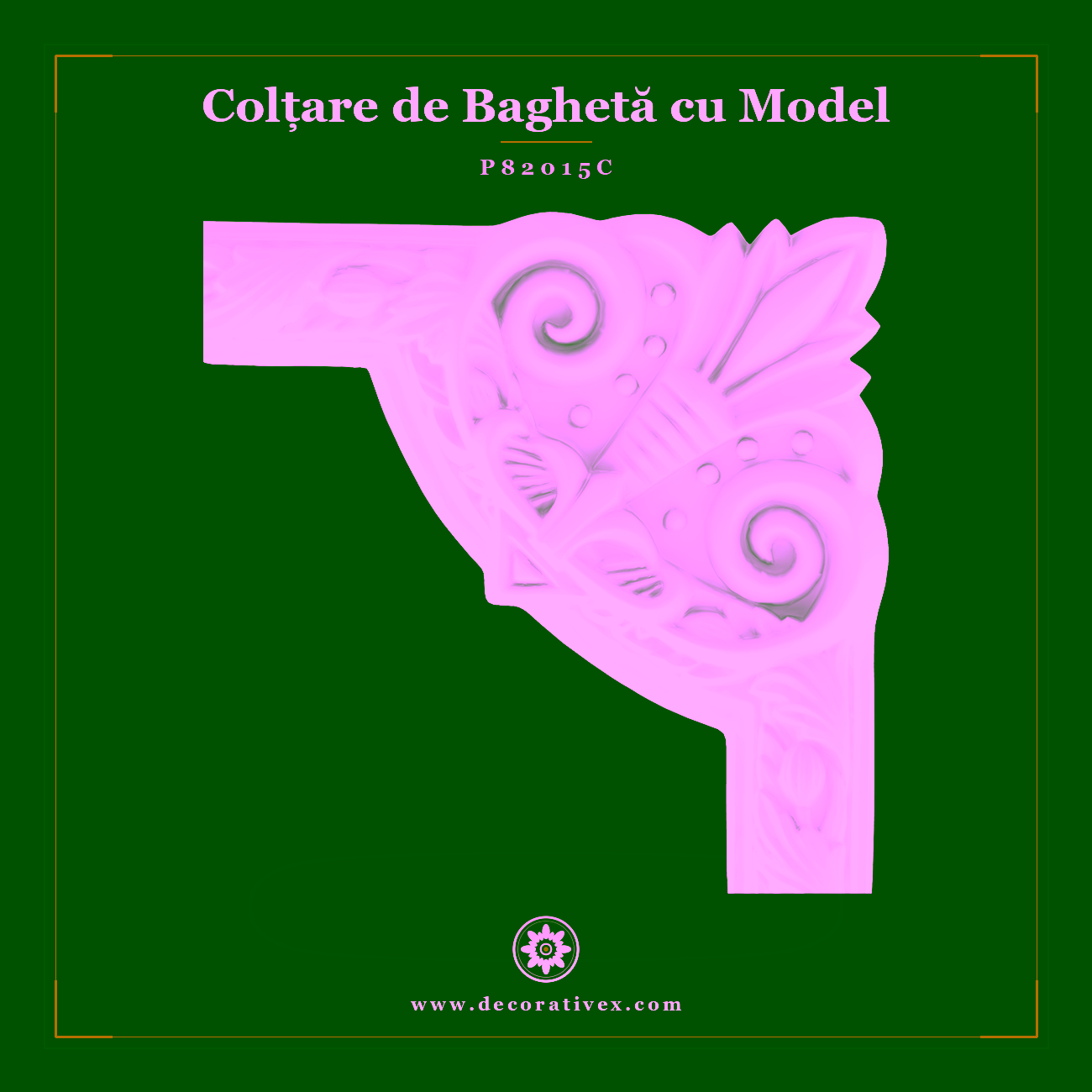 Colțar Decorativ din Poliuretan cu Relief 25×25 cm