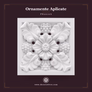 Ornament Decorativ din Poliuretan 24x24 cm cu Relief Floral