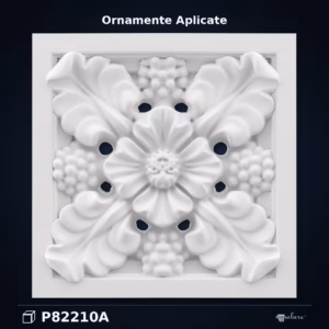 Ornament Decorativ din Poliuretan 24x24 cm cu Relief Floral